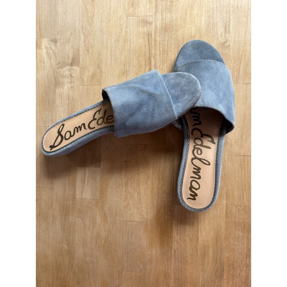 Sam Edelman Womens Liliana Casual Blue Suede Demi Wedge Slide Sandals Size 10 - Picture 11 of 11